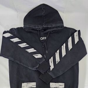 Black hoodie with Bold White Graphics. Men's M EUC!